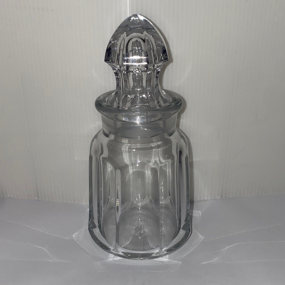 Vintage Clear Glass Jar With Faceted Stopper Apothecary Jar
